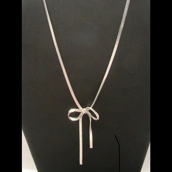 Ty Jewelry - Solid sterling silver herring bone bow necklace ec